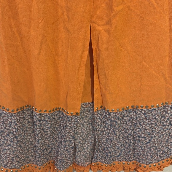 Double D Ranch Vintage Orange Maxi Skirt with Patterned Ruffle Hem - Picture 8 of 9